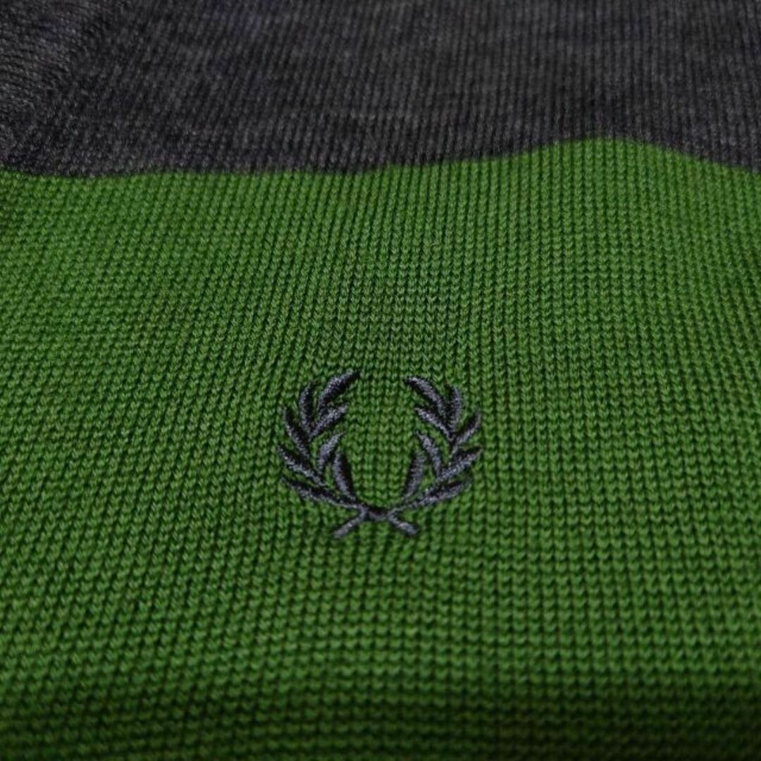 FRED PERRY(フレッドペリー)のFRED PERRY　WOOL100%　薄手　太ボーダー　カーディガン メンズのトップス(ニット/セーター)の商品写真