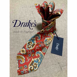 ドレイクス(DRAKES)の【新品】Drake's／ドレイクス／ペイズリー／ジオメトリック柄／レッドベース(ネクタイ)