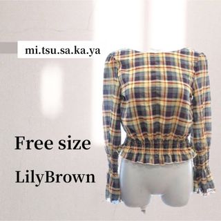 リリーブラウン(Lily Brown)のリリーブラウンⅬilyBrown　シフォンブラウスボートネックフレア袖チュニック(シャツ/ブラウス(長袖/七分))