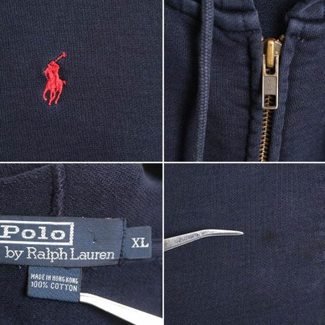 Ralph Lauren(ラルフローレン)のポロ ラルフローレン フルジップ スウェット フード パーカー メンズ XL / 古着 POLO スエット トレーナー ヘビーウェイト 紺 大きいサイズ メンズのトップス(パーカー)の商品写真