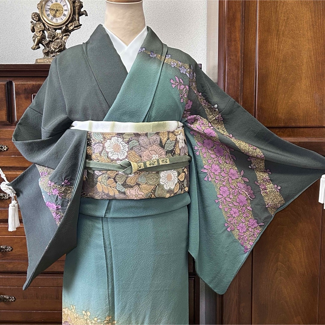 逸品 訪問着 4点セット 【辻が花 絞り 金彩 裄丈67】 逸品 訪問着 4点セット 【辻が花 絞り 金彩 裄丈67】