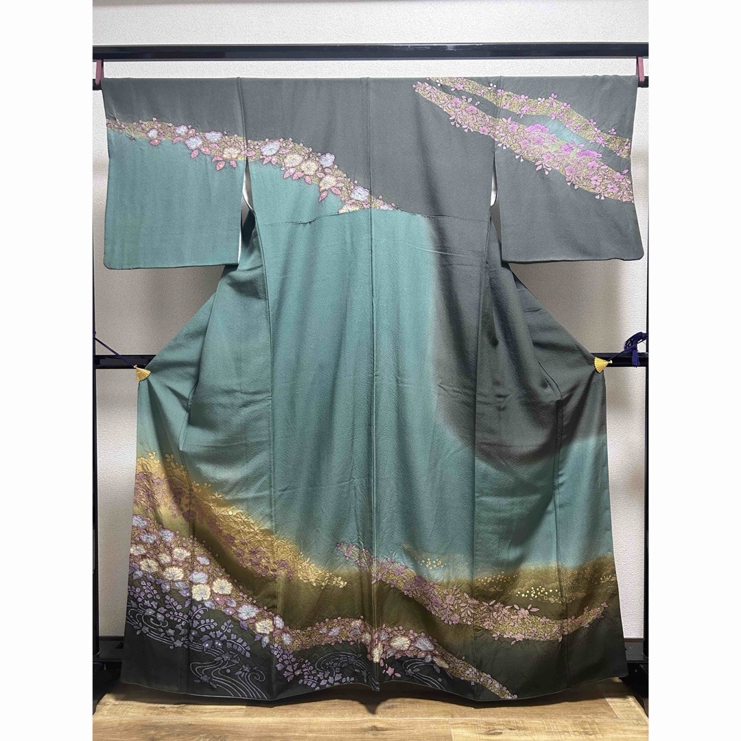 逸品 訪問着 4点セット 【辻が花 絞り 金彩 裄丈67】 逸品 訪問着 4点セット 【辻が花 絞り 金彩 裄丈67】