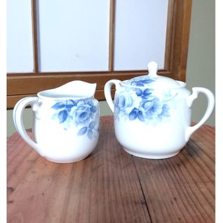 ノリタケ(Noritake)のノリタケ  レトロ  シュガーポット&カップ? 花柄 日本陶器会社(食器)