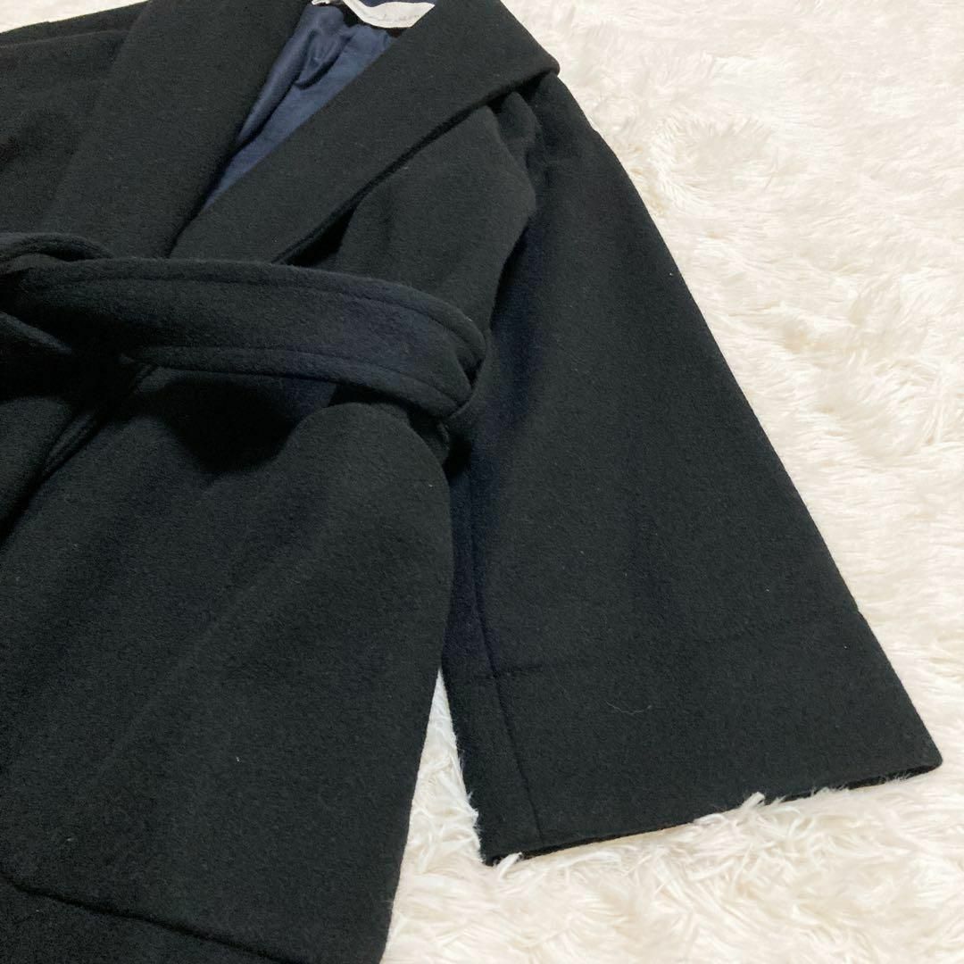 l'atelier du savon(アトリエドゥサボン)のアトリエドゥサボン　カシミヤ混　ショールカラー　コート　ベルト付き　F　黒 レディースのジャケット/アウター(ロングコート)の商品写真