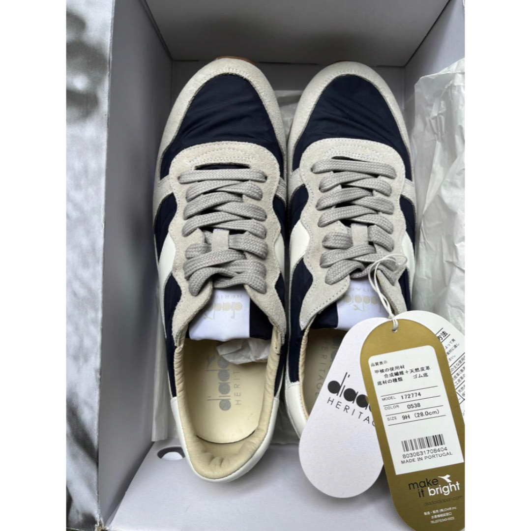 diadora HERITAGE(ディアドラヘリテージ)の28メンズレザースニーカーディアドラヘリテージ本革靴シューズダークブルーグレー メンズの靴/シューズ(スニーカー)の商品写真