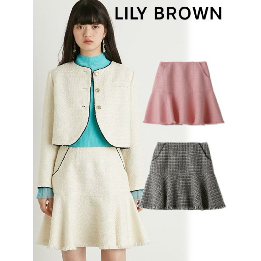 Lily Brown(リリーブラウン)の【新品】 Lily Brown ツイードフレアミニスカート  24春夏 レディースのスカート(ひざ丈スカート)の商品写真