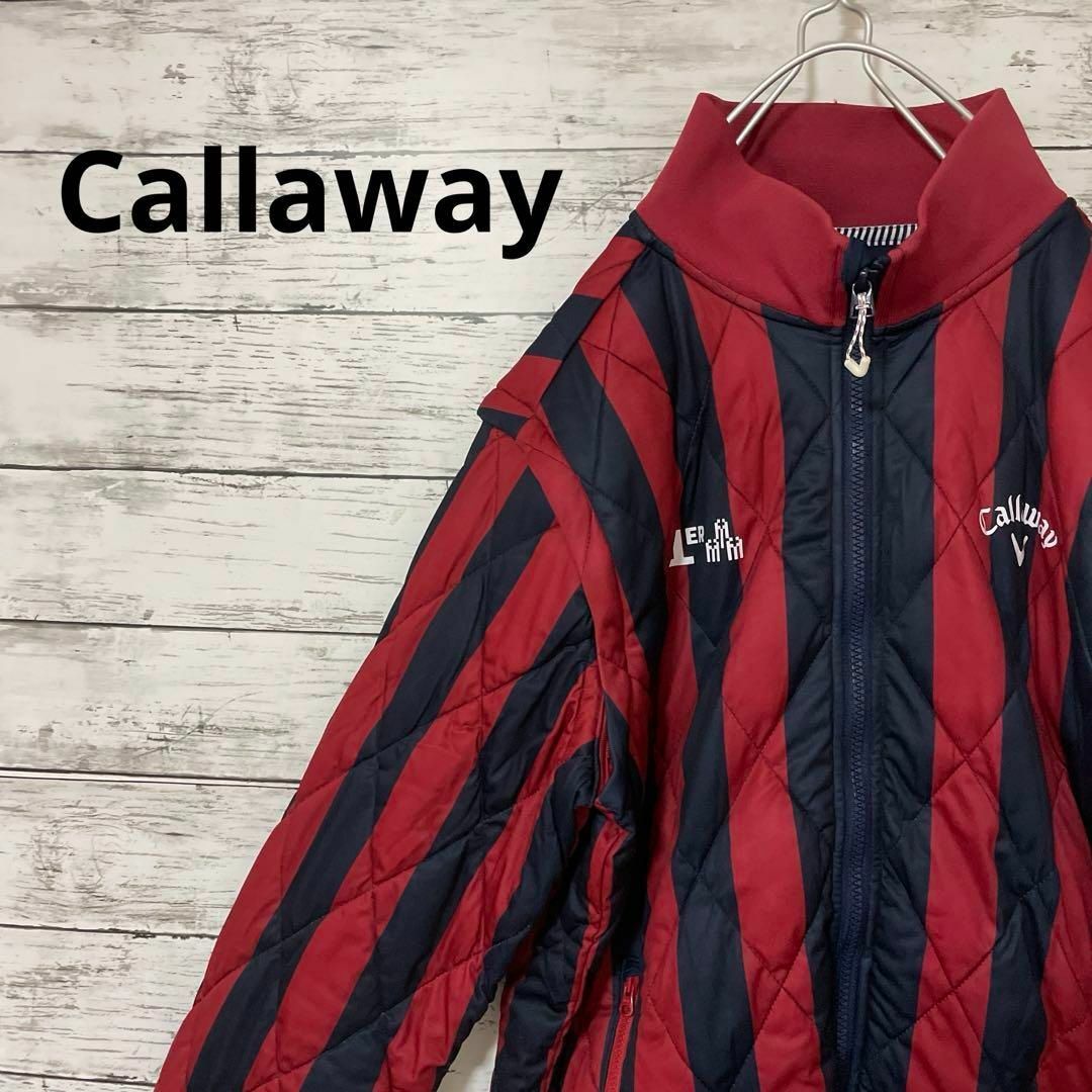 Callaway(キャロウェイ)のCallaway ストライプ柄キルティングジャケット ゴルフ ロゴ 中綿 メンズのジャケット/アウター(ブルゾン)の商品写真