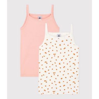 PETIT BATEAU - 新品未使用　プチバトー　8a キャミソール2枚組　みかん