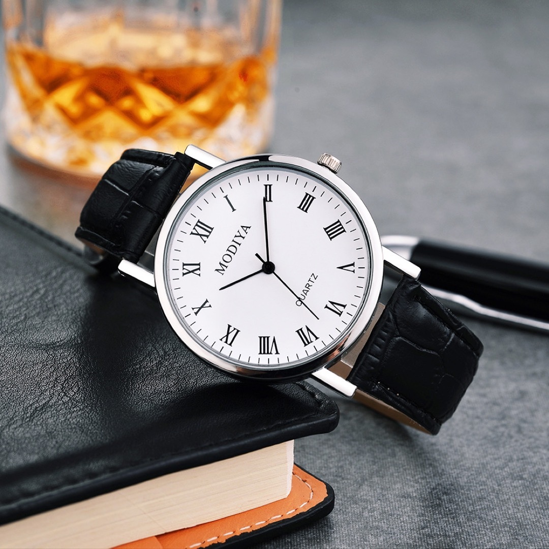 腕時計 ローマ数字 ビジネス おしゃれ クオーツ シンプル ブラウン メンズの時計(腕時計(アナログ))の商品写真