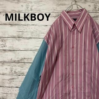 ミルクボーイ(MILKBOY)の新品 MILLBOY ストライプ柄切替シャツ タグ付き 個性的 入手困難(シャツ)