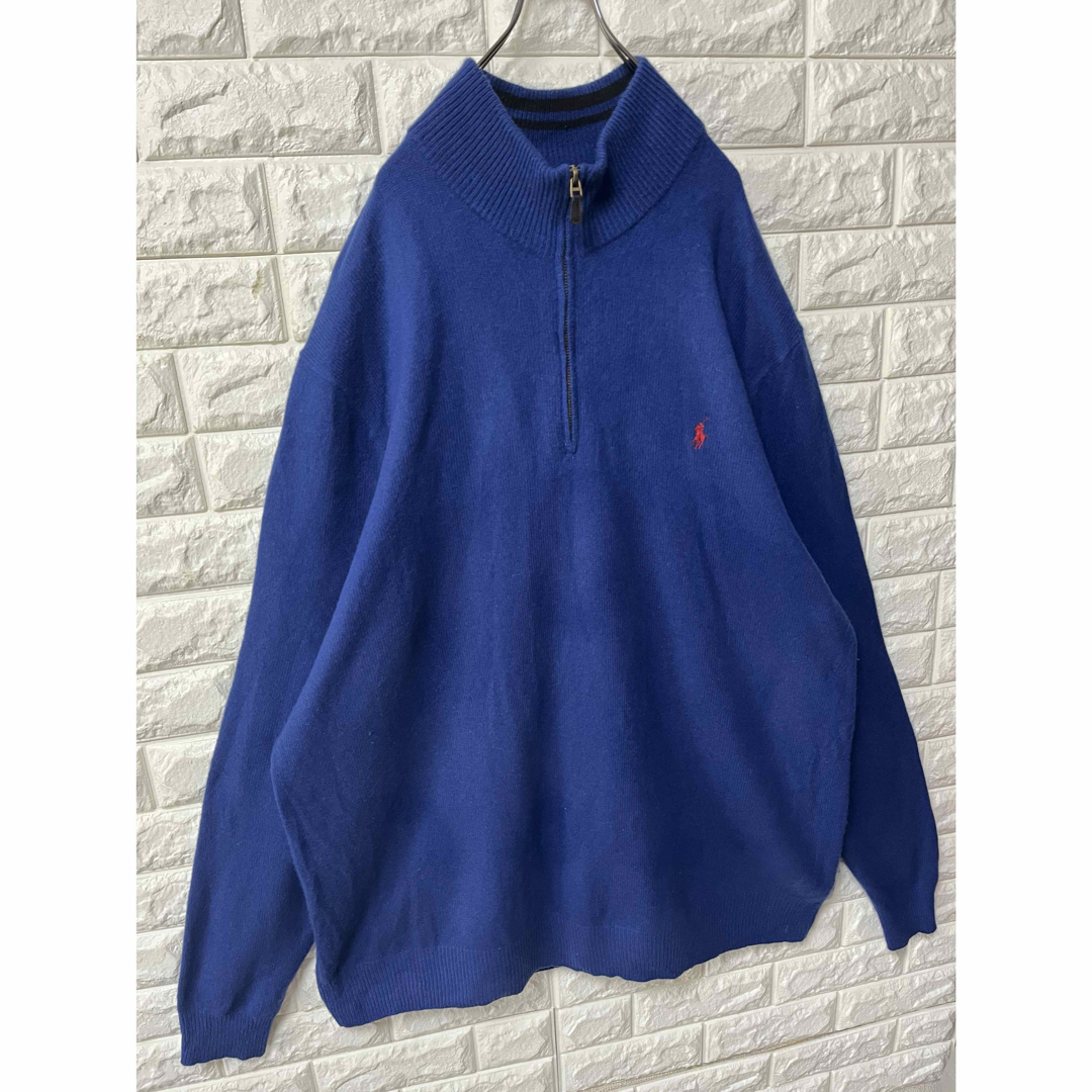 POLO RALPH LAUREN(ポロラルフローレン)の【POLO RALPHLAUREN】ハーフジップニット カシミヤ混 希少 3XL メンズのトップス(ニット/セーター)の商品写真