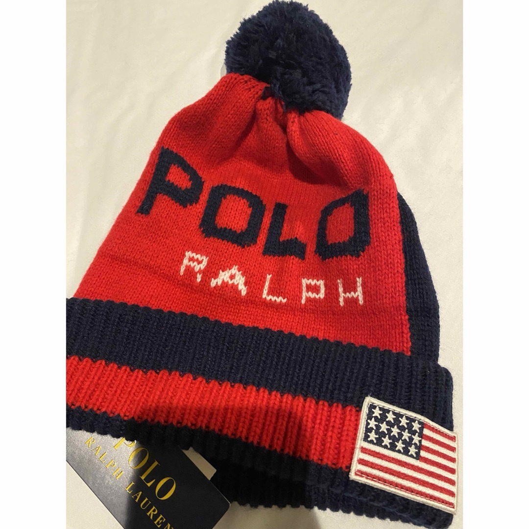 Ralph Lauren(ラルフローレン)のラルフローレン ニットキャップ ニット帽 ボンボン付き ワンサイズ ユニセックス メンズの帽子(ニット帽/ビーニー)の商品写真