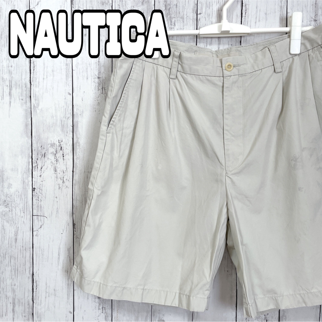 NAUTICA(ノーティカ)のNAUTICA ノーティカ ショートパンツ オフホワイト 無地 34w 海外古着 メンズのパンツ(ショートパンツ)の商品写真