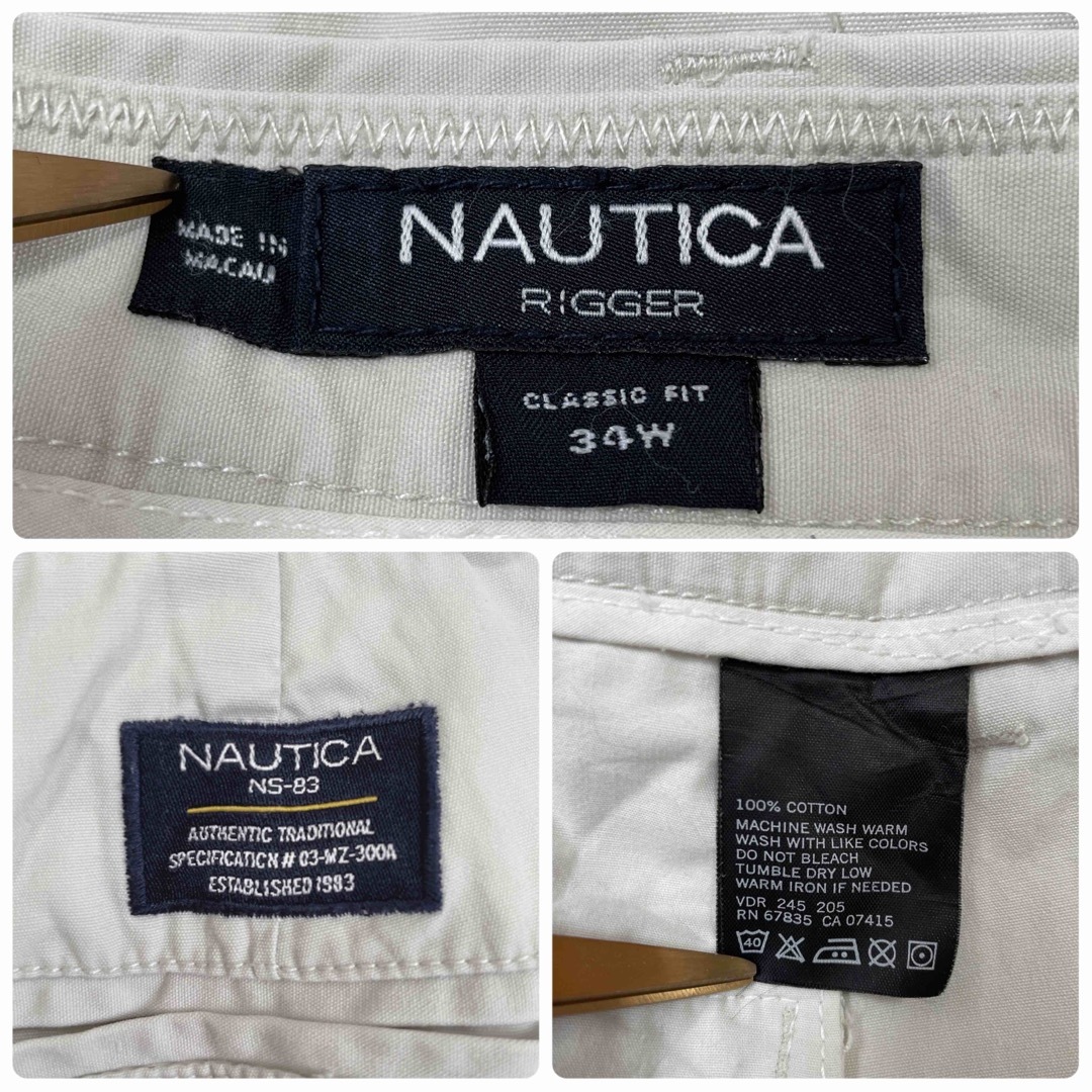 NAUTICA(ノーティカ)のNAUTICA ノーティカ ショートパンツ オフホワイト 無地 34w 海外古着 メンズのパンツ(ショートパンツ)の商品写真