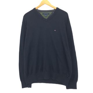 トミーヒルフィガー(TOMMY HILFIGER)の古着 トミーヒルフィガー TOMMY HILFIGER Vネック コットンニットセーター メンズXL /eaa399513(ニット/セーター)