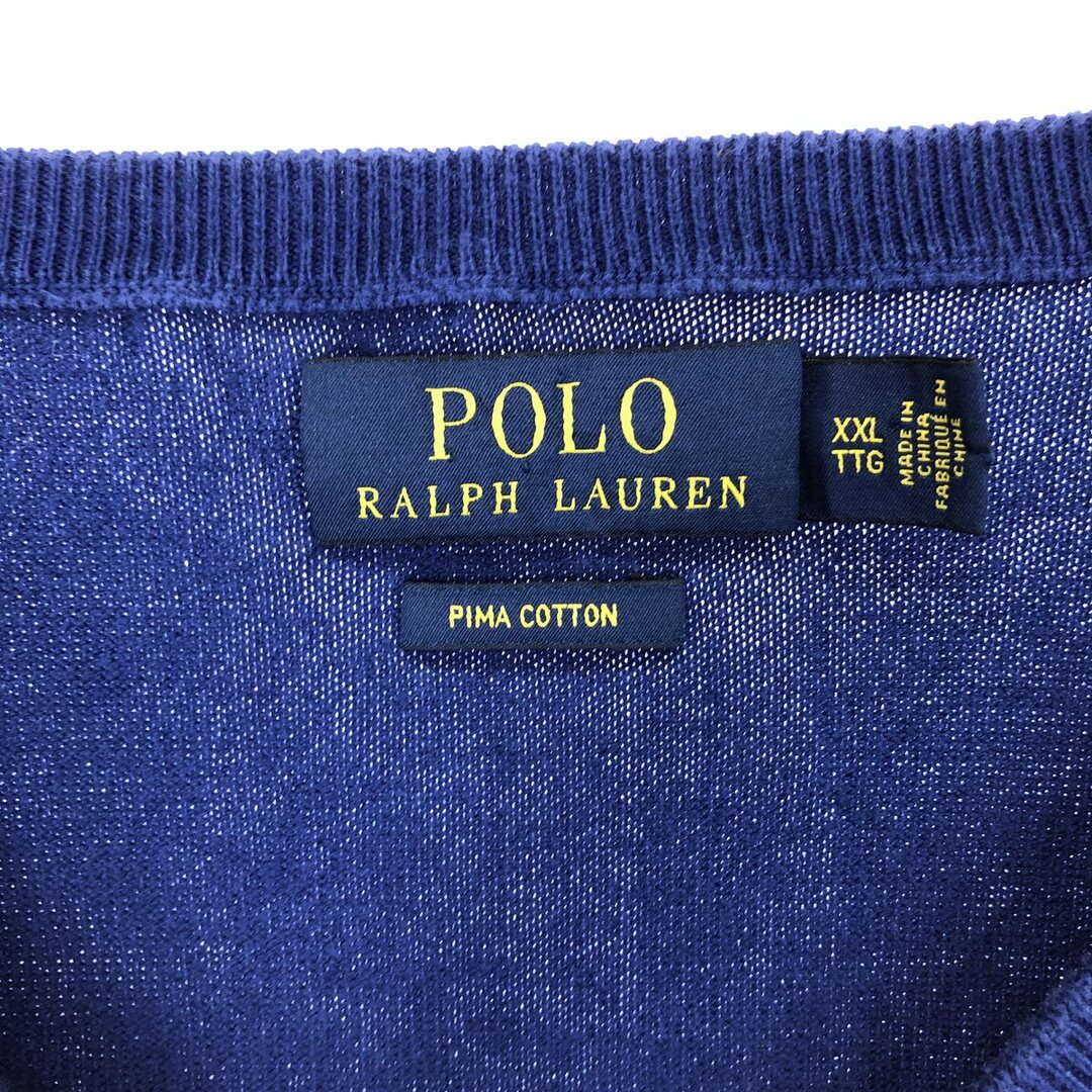 Ralph Lauren(ラルフローレン)の古着 ラルフローレン Ralph Lauren POLO RALPH LAUREN Vネック ピマコットンニットセーター メンズXXL /eaa399631 メンズのトップス(ニット/セーター)の商品写真