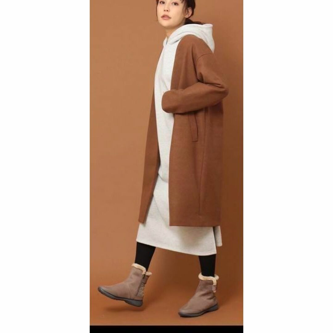 chocol raffine robe(ショコラフィネローブ)の古着 ショコラフィネローブ ノーカラー レディース ロングコート 茶 レディースのジャケット/アウター(ロングコート)の商品写真