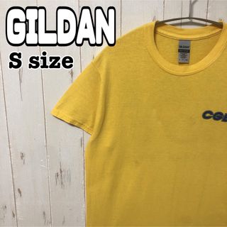 ギルタン(GILDAN)のGILDAN ギルダン tシャツ Sサイズ バックプリント 黄色 半袖 海外古着(Tシャツ/カットソー(半袖/袖なし))