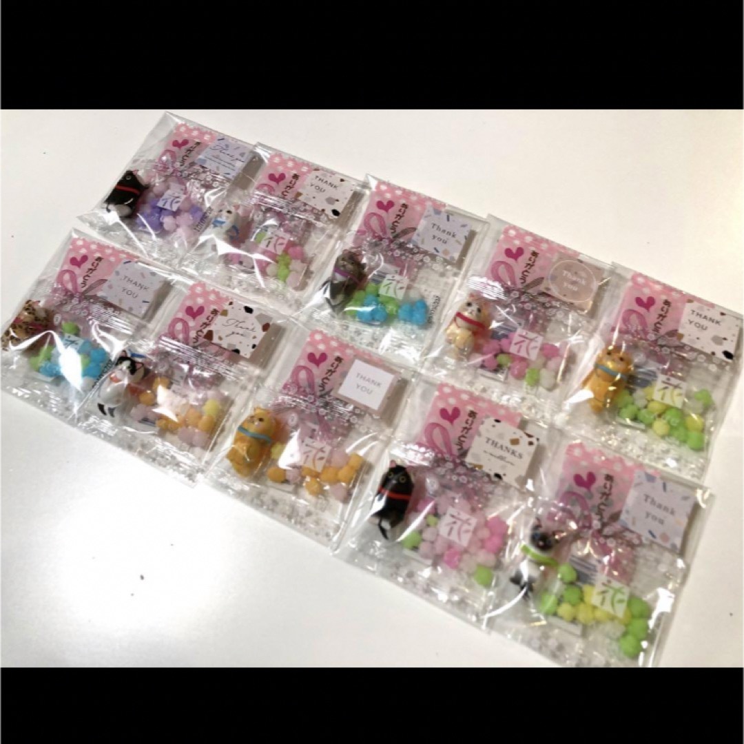 プチギフト　猫　花セット　10袋　ホワイトデー　卒業　ばら撒き　お菓子　005 食品/飲料/酒の食品(菓子/デザート)の商品写真