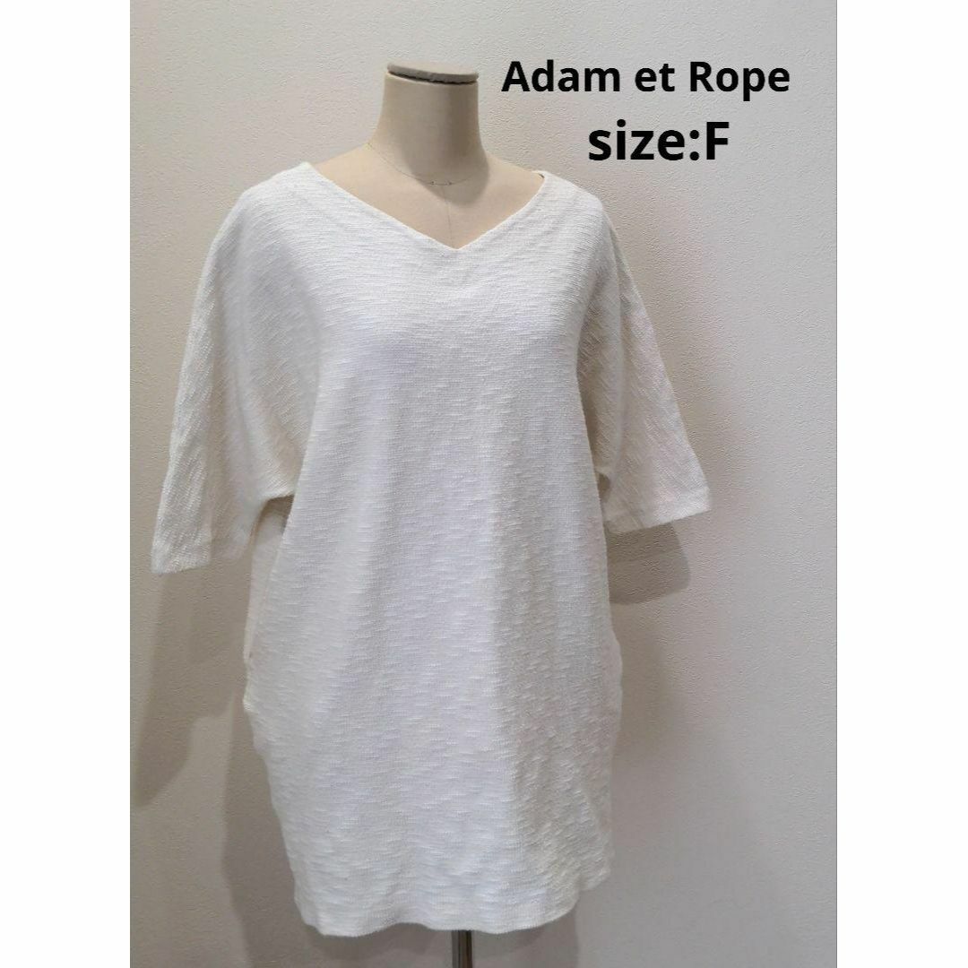 Adam et Rope'(アダムエロぺ)のAdam et Rope アダムエロペ サマーツイード チュニック丈 五分袖 F レディースのトップス(カットソー(半袖/袖なし))の商品写真