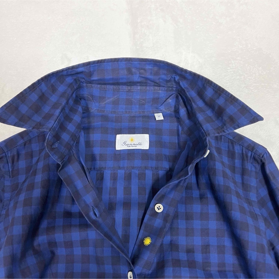 GIANNETTO(ジャンネット)のジャンネット　チェックシャツ　長袖　ロングスリーブ　シャツ　ボタン　刺繍　M メンズのトップス(シャツ)の商品写真