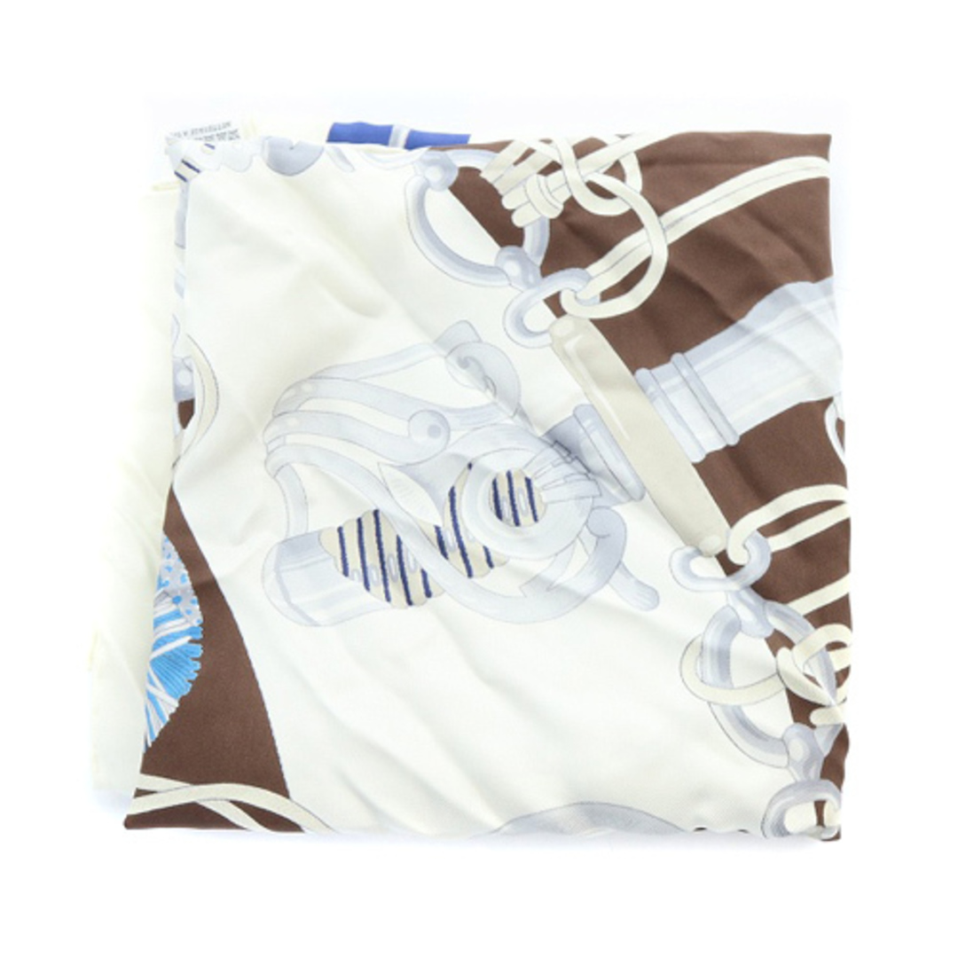 Hermes(エルメス)のエルメス 22SS カチカチ 剣柄 カレ90 スカーフ 白 ホワイト 青 レディースのファッション小物(バンダナ/スカーフ)の商品写真