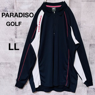 パラディーゾ(Paradiso)のPARADISO GOLFウェア　ハーフジップ　LL ブラック×ホワイト(ウエア)