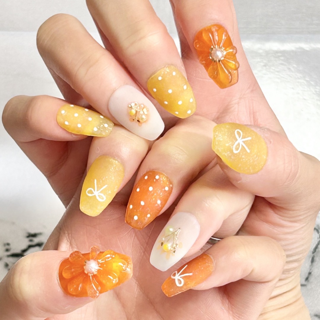 No.8 ネイルチップ 春ネイル フラワーネイル ぷっくりネイル No.8 ネイルチップ 春ネイル フラワーネイル ぷっくりネイル