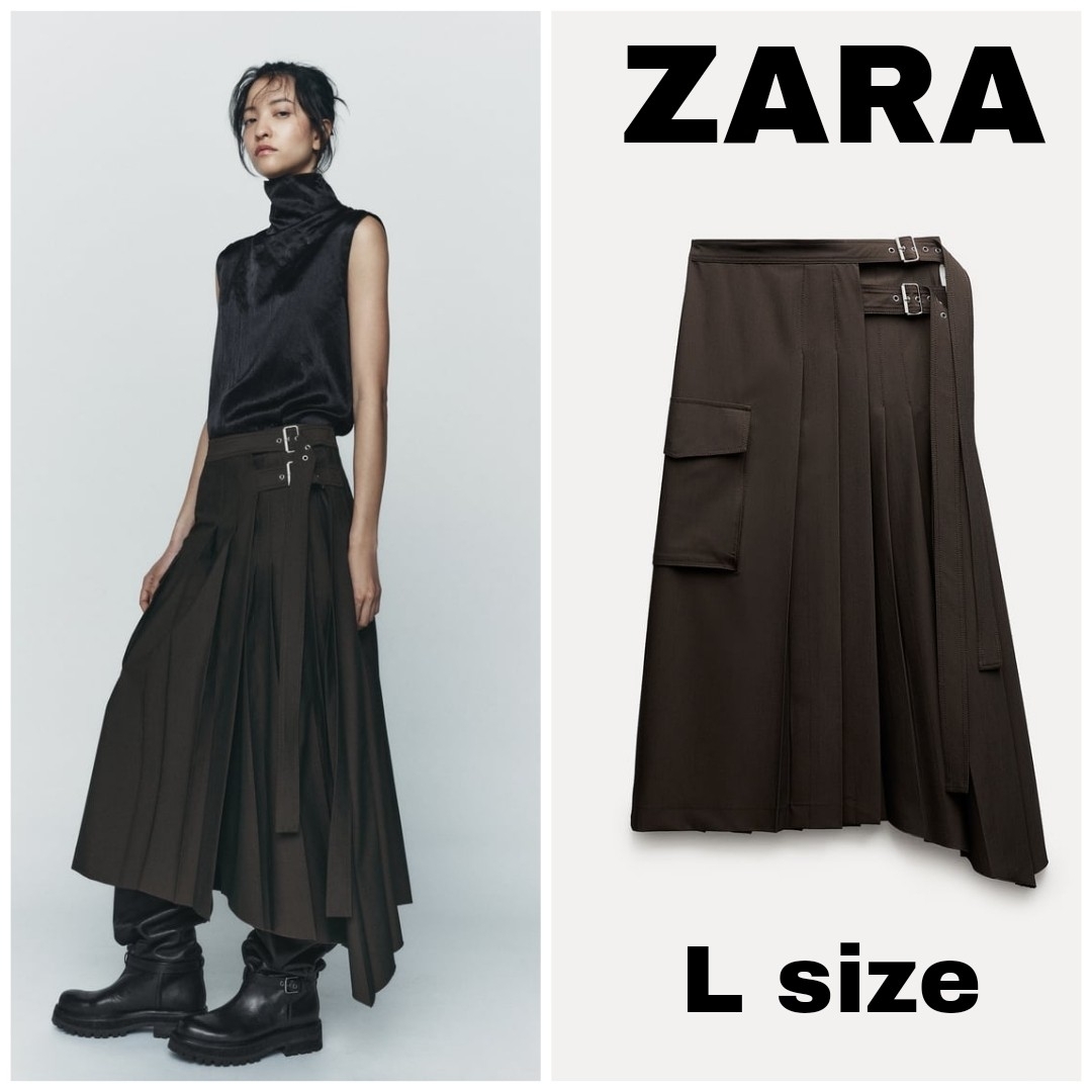 ZARA - ZARA ZW COLLECTION ラップアシンメトリースカート Lサイズの ZARA - ZARA ZW COLLECTION ラップアシンメトリースカート Lサイズの