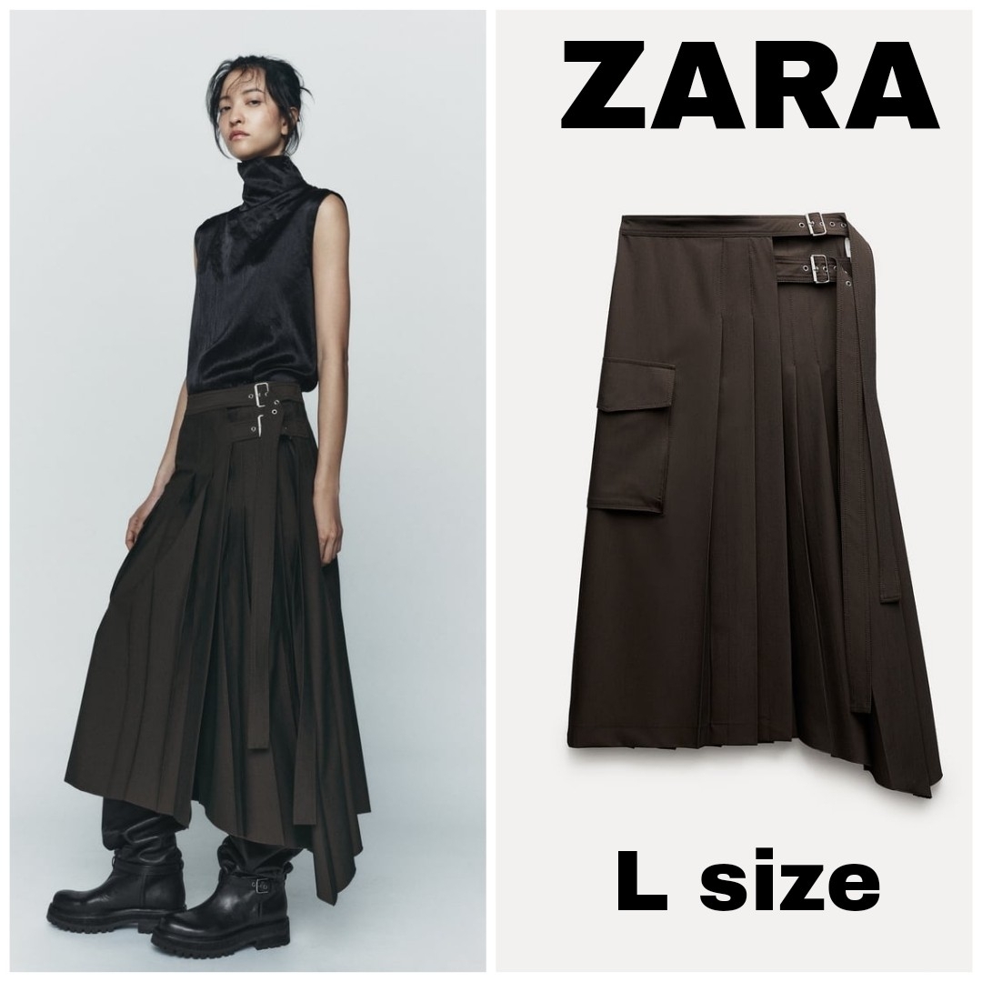 ZARA(ザラ)のZARA　ZW COLLECTION ラップアシンメトリースカート　Lサイズ レディースのスカート(ロングスカート)の商品写真