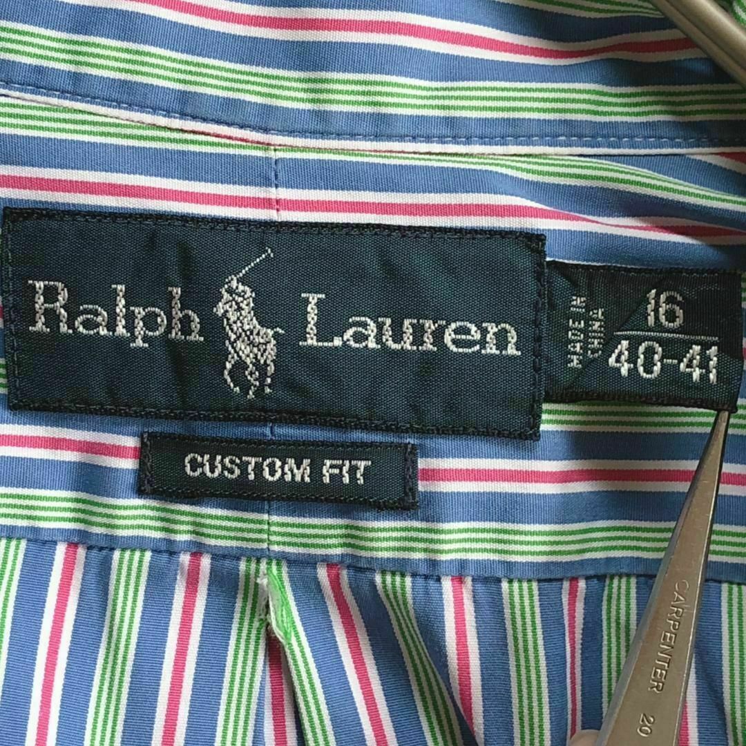 Ralph Lauren(ラルフローレン)の69X春秋ラルフローレン マルチカラーストライプBD長袖シャツ 古着 レディースのトップス(シャツ/ブラウス(長袖/七分))の商品写真