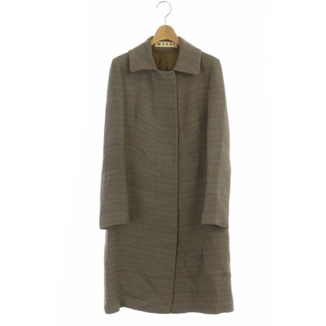 MARNI - MARNI ステンカラーコート ロング 総柄 シルク混 スナップボタン 38