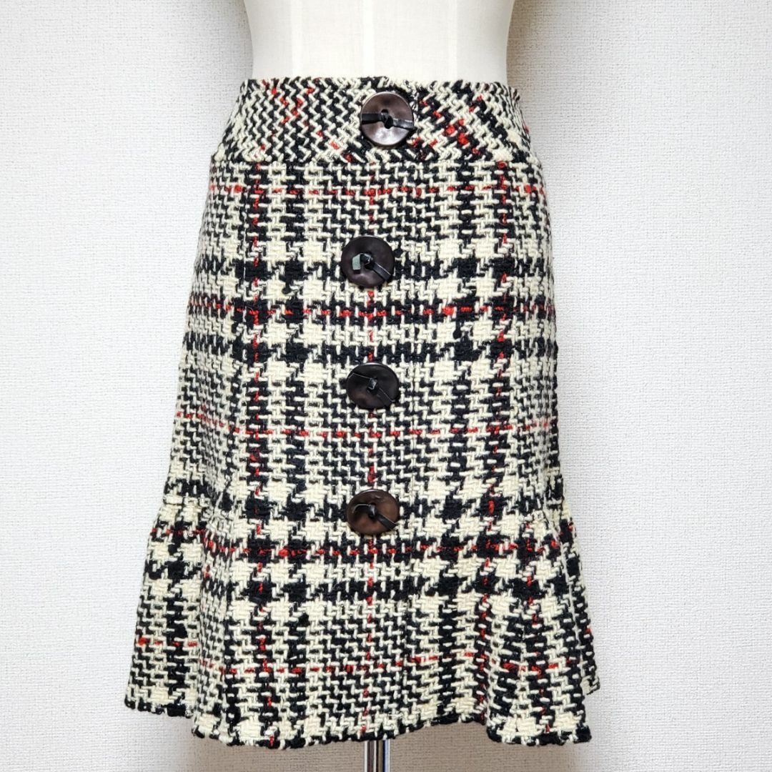 Nanette Lepore(ナネットレポー)のnanette lepore ナネットレポー グレー系 ウール50％ 膝丈 フレ レディースのスカート(ひざ丈スカート)の商品写真
