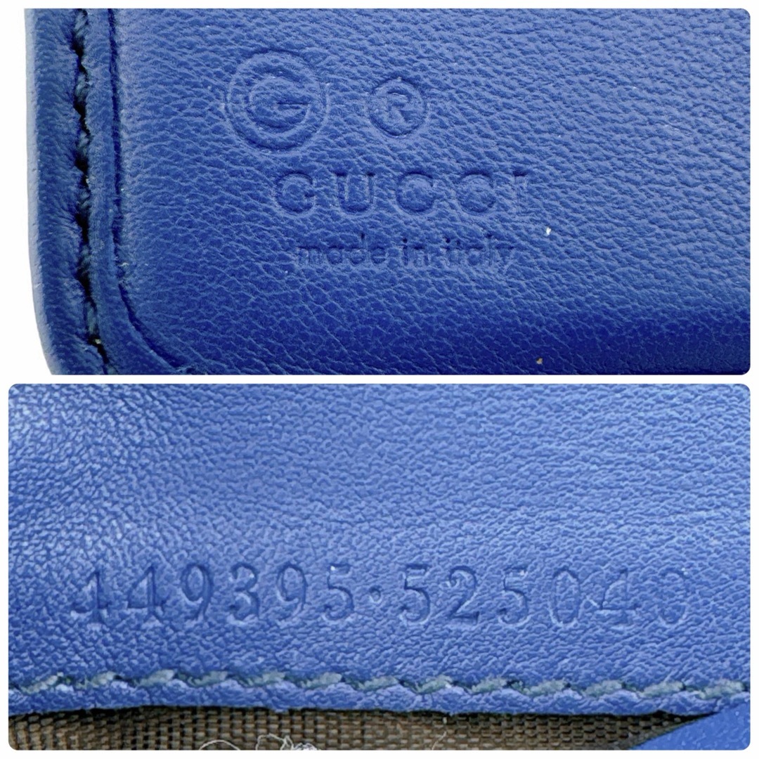 Gucci(グッチ)のグッチ/マイクログッチ/レザー/二つ折り財布/ネイビー/レディース/メンズ レディースのファッション小物(財布)の商品写真