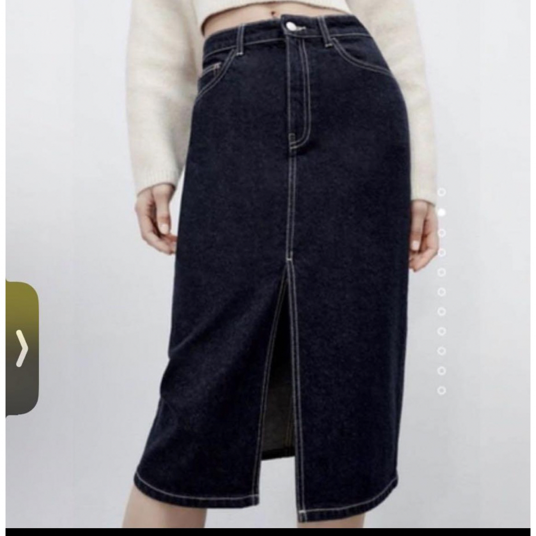 ZARA(ザラ)のZARA インディゴ　デニムスカート レディースのスカート(ひざ丈スカート)の商品写真