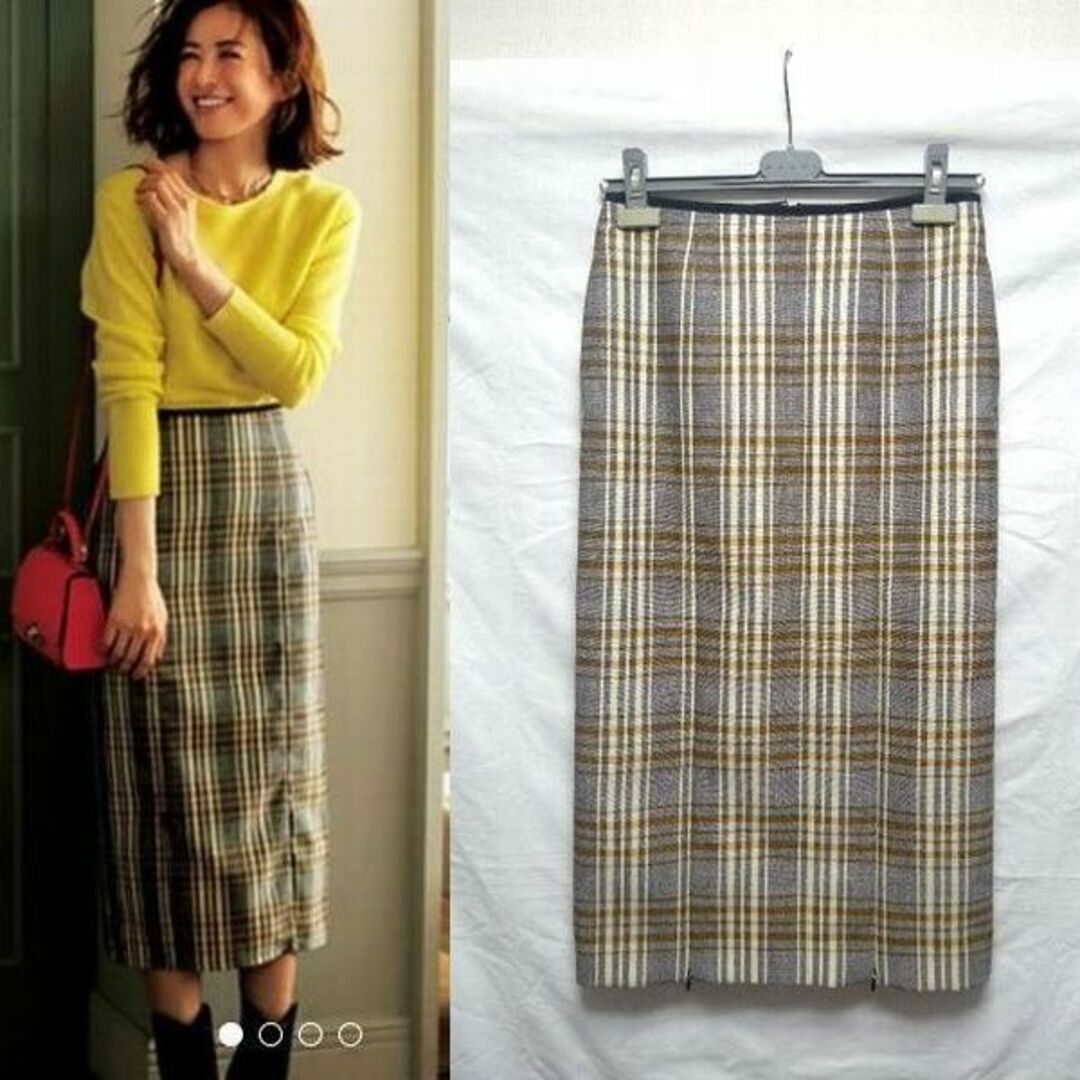 Drawer(ドゥロワー)のINSCRIRE アンスクリア ウール チェックスカート レディースのスカート(その他)の商品写真