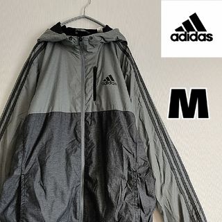 アディダス(adidas)のアディダス　フルジップ　ウインドブレーカー　グレー　Mサイズ　長袖　古着(ナイロンジャケット)