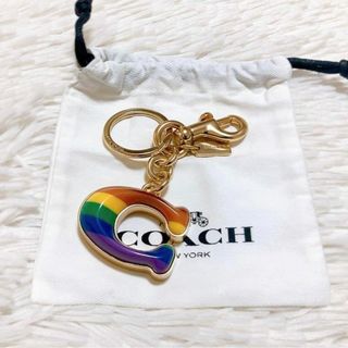 コーチ(COACH)の✨未使用✨COACH コーチ　バッグチャーム キーリング Cロゴ レインボー(キーホルダー)