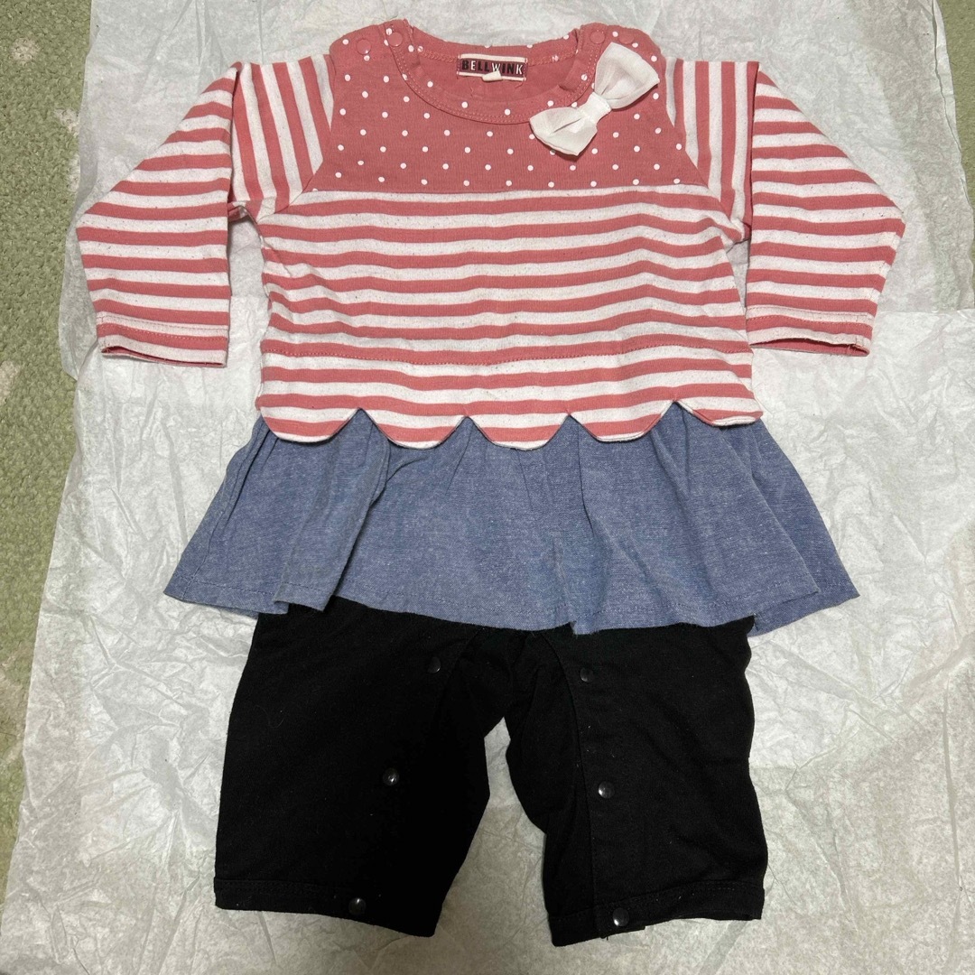 kid’s zoo(キッズズー)の2着セット！女の子80㎝ロンパース キッズ/ベビー/マタニティのベビー服(~85cm)(ロンパース)の商品写真