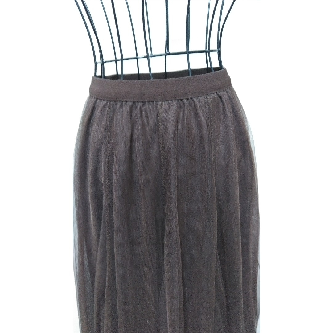 clear(クリア)の〓clear〓新品ダブルチュールスカート　チョコ色　セレモニー　Gジャン　入学式 レディースのスカート(ロングスカート)の商品写真