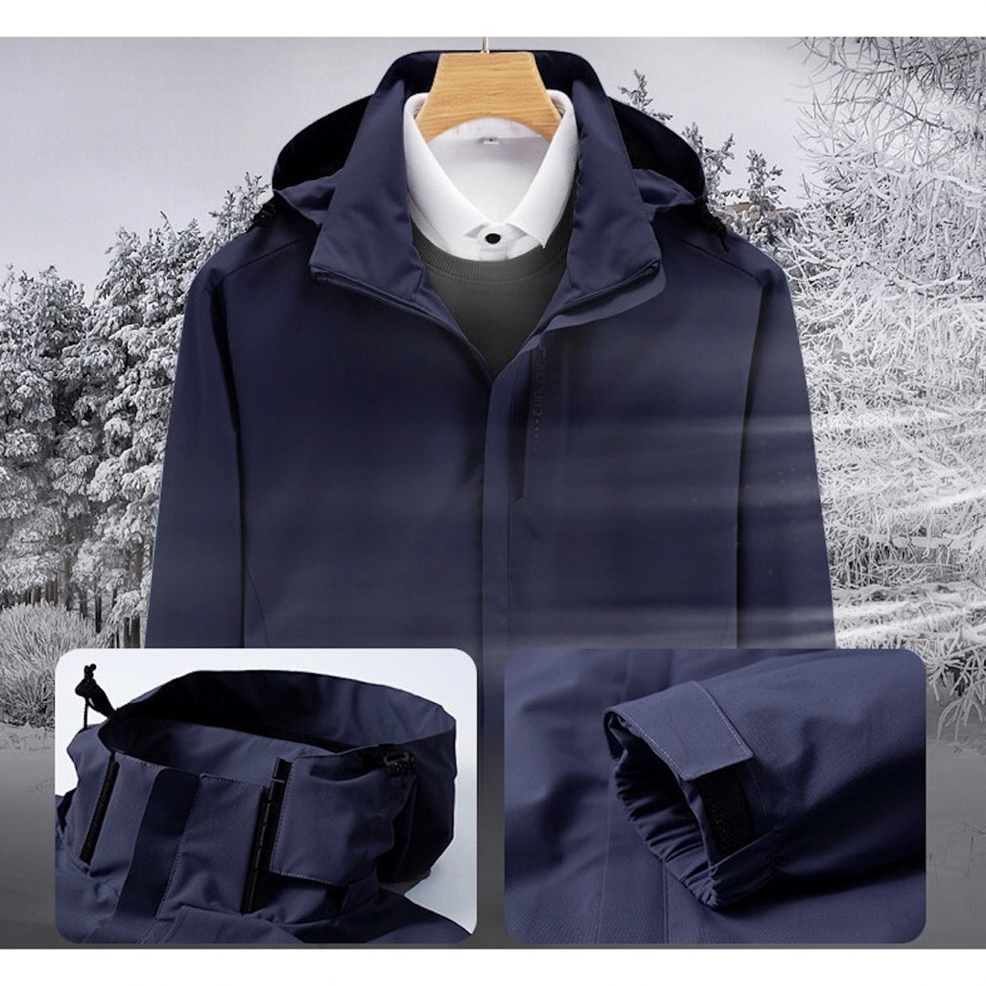 アウトドア ジャケット メンズ 防寒着マウンテンパーカー登山服撥水防風保温グレー メンズのジャケット/アウター(マウンテンパーカー)の商品写真