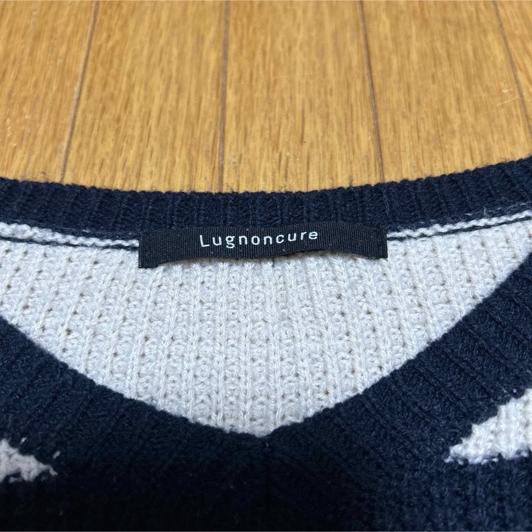 Lugnoncure(ルノンキュール)のLugnoncure セーター　フリーサイズ　白×ネイビー レディースのトップス(ニット/セーター)の商品写真