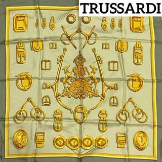 トラサルディ(Trussardi)の★TRUSSARDI★ スカーフ 金具 バックル シルク グリーン(バンダナ/スカーフ)