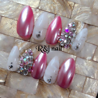 ピンク♡ミラー♡ストーン敷き詰め♡ネイル コスメ/美容のネイル(つけ爪/ネイルチップ)の商品写真