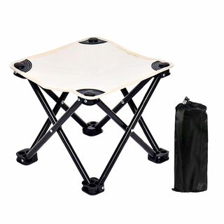 【色: ホワイト】Flycites折りたたみ椅子 アウトドアチェア キャンプイス(テーブル/チェア)