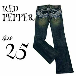 レッドペッパー(REDPEPPER)のRED PEPPER☆デニムパンツ クリスタルストーンボタン 25 天使の羽(デニム/ジーンズ)