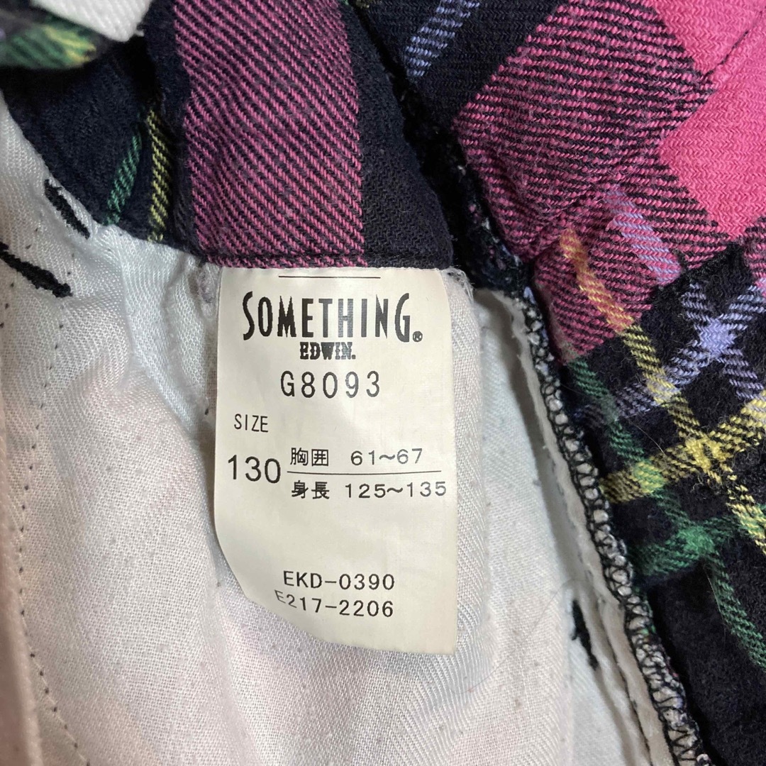 SOMETHING(サムシング)の美品　130cm SOMETHING  ワンピース　ピンク　チェック柄　長袖 キッズ/ベビー/マタニティのキッズ服女の子用(90cm~)(ワンピース)の商品写真