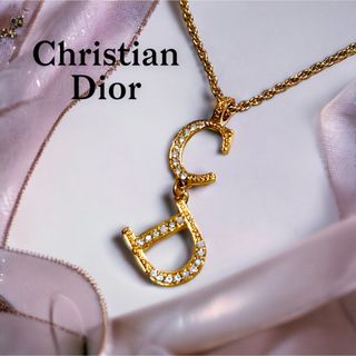 クリスチャンディオール(Christian Dior)の【美品】Christian Dior ネックレス CDロゴ ラインストーン(ネックレス)