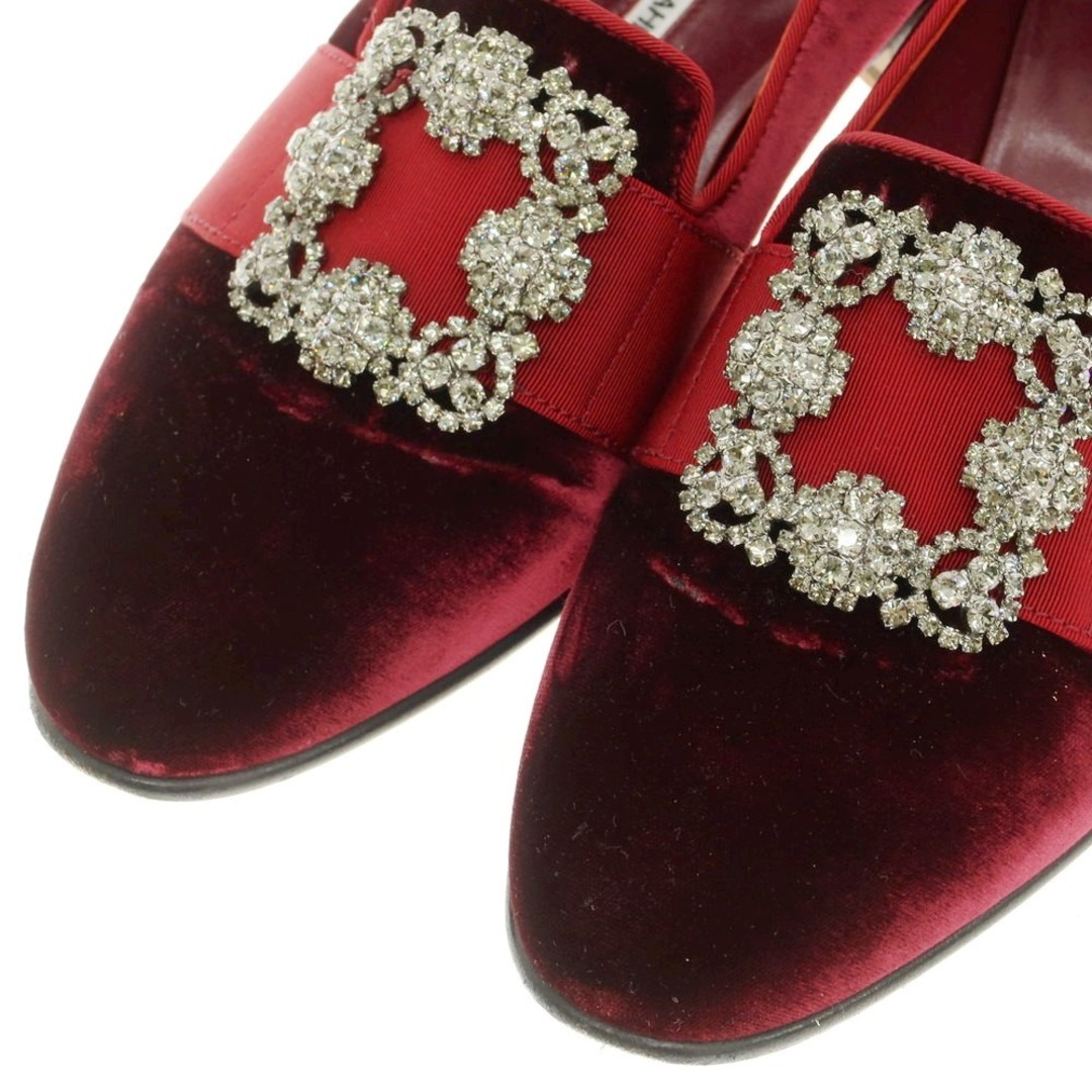 MANOLO BLAHNIK(マノロブラニク)の【中古】マノロブラニク MANOLO BLAHNIK ベルベット ビジュー オペラシューズ ローファー ワインレッド【サイズ7 1/2】【メンズ】 メンズの靴/シューズ(ドレス/ビジネス)の商品写真