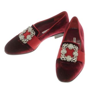 マノロブラニク(MANOLO BLAHNIK)の【中古】マノロブラニク MANOLO BLAHNIK ベルベット ビジュー オペラシューズ ローファー ワインレッド【サイズ7 1/2】【メンズ】(ドレス/ビジネス)